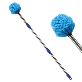 Cobweb Duster with Extension Pole,4-10FT Stainless Steel Spider Web Brush with Pole,Cobweb Duster Outdoor for High Ceilings and Surfaces,Steel Long Handle, Lightweight Cleaner