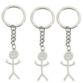 1 Pc Silver Stainless Steel Funny Doodle Keychain Finger Pendant Keyring Long Distance Friendship Jewelry Gift for Men Women Convenient to Carry Keyrings, Keychains and Charms,Accessories
