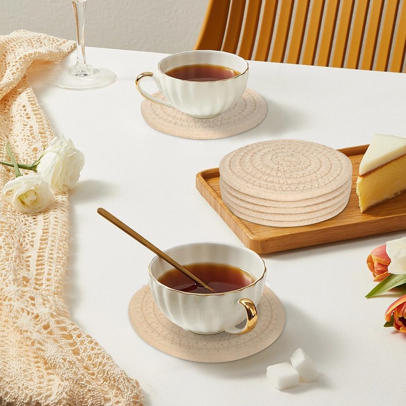 YYGMSS 6 Pcs Coasters Set for Drinks Absorbent Modern Dinning