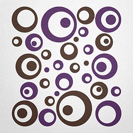 WANDfee® Wall Tattoo, Circles, Dots, 50 Stickers, Colour Choice For Children's Bedroom, Living Room, Hallway, Bathroom, Kitchen, Tile Stickers, purple