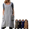 RioSole Crossback Apron Apron Baking Cooking Gardening Works Pocket, gray