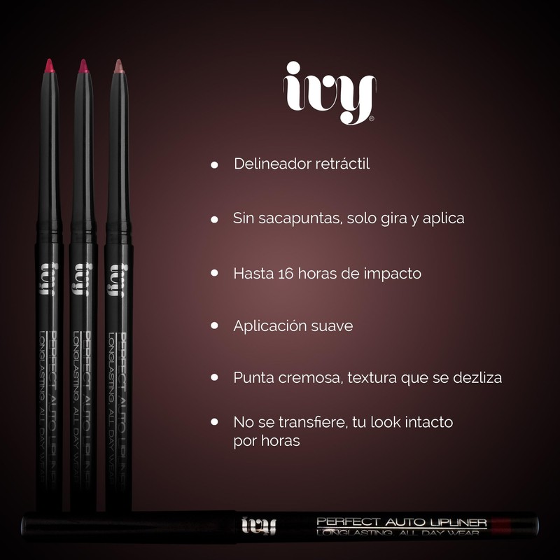 IVY Perfect Auto Delineador de Labios, Retráctil, Larga Duración 16