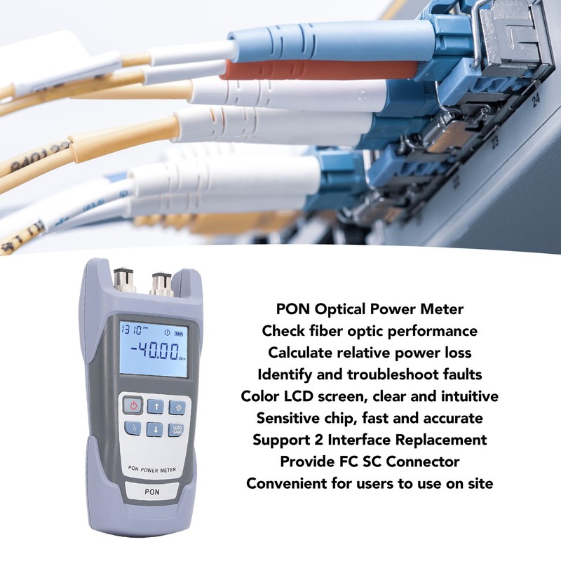 PON Optical Power Meter Fiber Port Checker Red Light Test