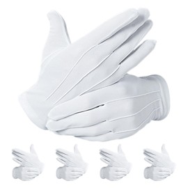 FUSHUI White Gloves, Driving Gloves, Driver Gloves, White, Anti-Slip, Formal, Breathable, Elastic, For Ceremonies/Security/Driver/Hotelman, Set of 5