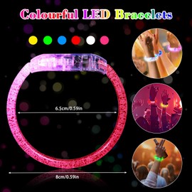 LED Light Bracelets for Children, Pack of 12 Flashing Bracelets in the Dark, Luminous Bracelet Children Adults LED Bracelet, Colourful Luminous Bracelets for Birthday Party Christmas Graduation