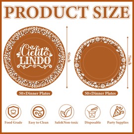 Havawish 100 Pcs Platos De Barro Mexicanos Paper Plates Cielito Lindo Baby Shower Supplies Mexican Plates Terracotta Clay Pottery Cinco De Mayo Wedding Charro Bautizo Decorations(Cute Style,7''/9'')