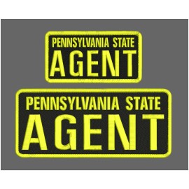 PENNSYLVANIA STATE AGENT EMBROIDERY PATCH 4X10&3X6 HOOK ON BACK YELLOW ON BLACK