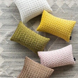 Phantoscope Velvet Pleated Cushion Cover, Scandinavian Style, 2 Pieces, Stylish, Elastic, Quilting, Sofa Backrest, Room Decoration, Body Pillow, Solid Color, 2-Way, White, 17.7 x 17.7 inches (45 x 45