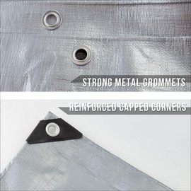 CARTMAN Finished Size 12x16 Feet Extra Thick 16 Mil Ultra Heavy Duty Poly Tarp, Multipurpose Protective Cover, UV Resistant, Waterproof Poly Tarpaulin with Reinforced Edges