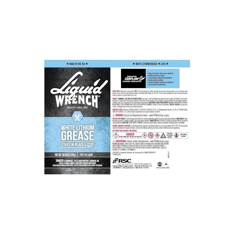 Liquid Wrench L616 One Each, 10.25 oz. White Lithium Grease