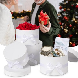 GnFlus Gift Boxes with Lids for Presents Set of 4 for Arrangements Flowers Wedding Birthday Valentines Bridesmaid Christmas Party White