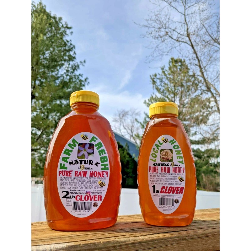 NATURZ BEEZ RAW HONEY CLOVER 2 LBS Squeeze Bottle 100%
