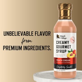 Creamy Gourmet Breakfast & Dessert Syrup | Organic Ingredients - Clean Label | No Preservatives, Artificial Flavors, or Corn Syrup | Gluten-Free | Dutch Village Peach Cream 12 fl oz - 1 PK