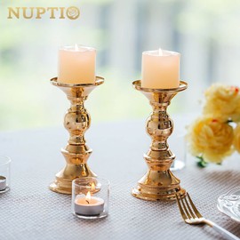 Juego de 4 portavelas de metal dorado, centros de mesa de boda, portavelas para velas de 2 pulgadas, ideal para bodas, eventos especiales, fiestas