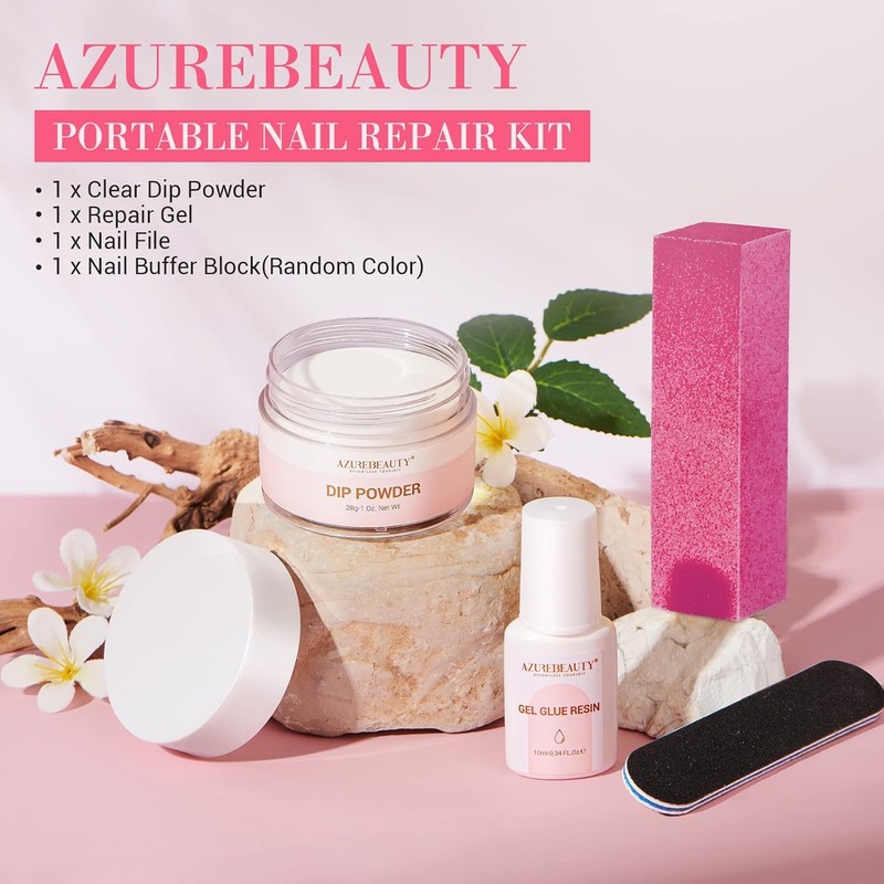 AZUREBEAUTY Nail Repair Kit Transparent Crystal for Broken Cracked Split