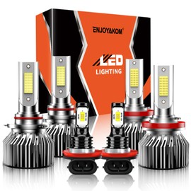 ENJOYAKKOM Compatible for 2019 2020 2021 2022 Dodge Ram 1500 2500 3500, High Low Beam Fog Lights Bulbs Combo 6500K White Plug-and-Play, Pack of 6