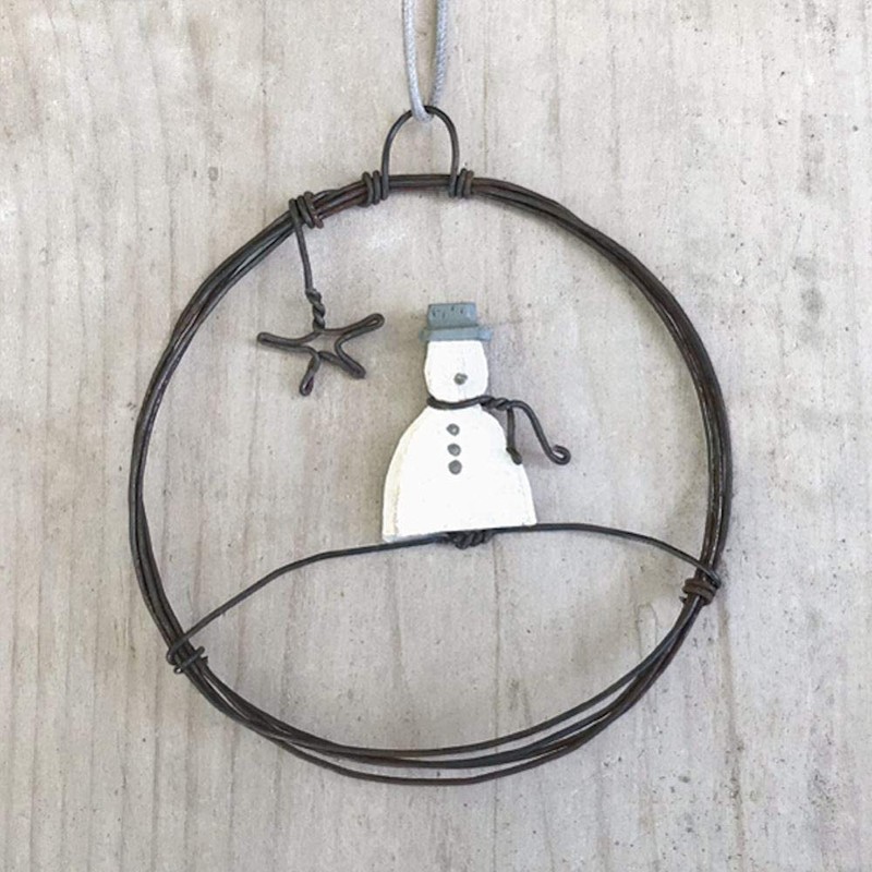 East of India - Small Hanging Metal Decoration - Snowman