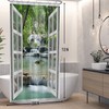 SDOTPMT Shower Curtain with Window View Spring Waterfall Trees Wilderness