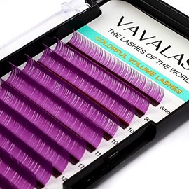VAVALASH Colored Lash Extensions 0.07mm DD Curl Violet Individual Volume Lashes Extensions 8-15 Mix Length Color Eyelash Extensions for Salon (Violet 0.07-DD, 8-15mm)