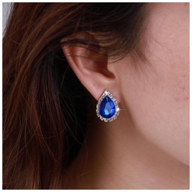 Inateannal Vintage Sapphire Earrings Blue Teardrop Crystal Earrings Blue Sapphire Stud Earrings Bridal Cz Waterdrop Earrings Jewelry for Women and Girls