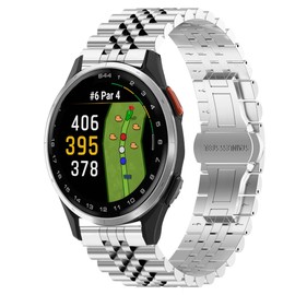 Compatible with Garmin Approach S44 Band, Lamshaw 20mm Quick Release Solid Stainless Steel Metal Band with Butterfly Folding Clasp Link Bracelet Compatible for Garmin Approach S50, S44, S42, S40 Smartwatch (Silver)