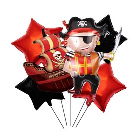 5 Pcs Pirate Ship Foil Mylar Balloons Pirate Birthday Party Supplies Pirate Party Decorations Ocean Birthday Decorations Pirate Balloons for Birthday Party Supplies