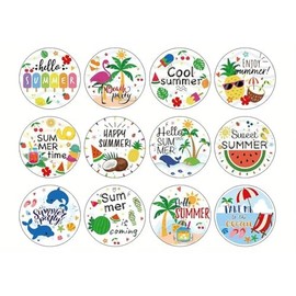CAA Trading™ 100 x Tropical Beach Summer Stickers 12 Designs Cool Enjoy Hello Scrapbook Laptop (100 Stickers)
