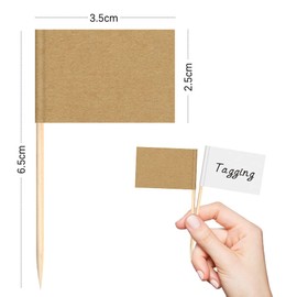 100PCS Blank Toothpick Flags Kraft Paper Food Labels (3.5 * 2.5cm) Fruit Picks for Party Food, Cheese Plate & Cupcake Toppers, Cheese Label, Baby Shower Names, Fruit Salad Cocktail Sticks(Kraft Paper)