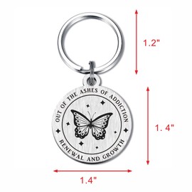 10 Years Sobriety Gifts for Men Women - 10 Year Sober Gift Keychain - 10 Year Sober Chip with Butterfly Design