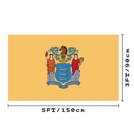 Flag of New Jersey State Banner 3x5FT Indoor Walls, Outdoor Gardens, Decks, Car, Flags Decorations