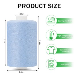 HYFTHOME 10 Spools All Purpose Sewing Thread 1000 Yards, Bobbin Polyester Thread for Sewing,Threads for Sewing Machine, Sewing Machine Supplies for Beginners, Hand Stitching, Quilting