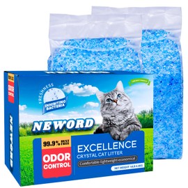 NEWORD Crystals Cat Litter Lightly Scented Litter Superior Odor Control 14 lbs Total (2 Pack of 7lb Bags) Soft-On-Paws Low Tracking Dust-Free Blue Silica Gel