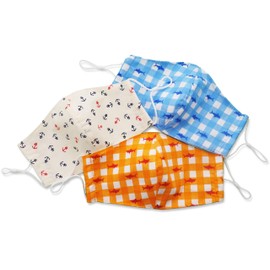 Hope Love Shine Cotton Face Masks w/Adjustable Ear Loops & Filter Pocket - Reusable, Breathable, Washable Cloth Mask - Fabric Masks for Girls & Boy (BLUE SHARK - 3 PCS)