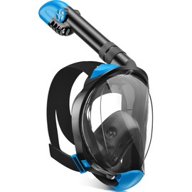 X99 Snorkel Mask, Full Face Snorkel Mask Adult 180 ° Panoramic View with Detachable Camera Mount, Anti-fog Anti-leak Snorkel Mask Full Face Dry Top Foldable Diving Mask for Men Women