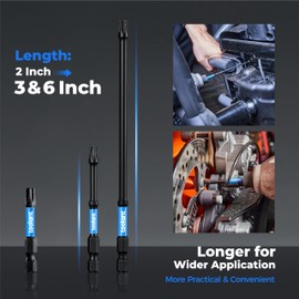 Toolant 6" Impact Long Torx Bit Set 13pcs (TT7-TT40), 1/4 Hex-Shank S2 Steel Security Torx With CNC Machined Tips, Tamper Proof Star, Magnetic Impact Holder and Storage Box