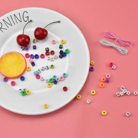 960pcs Acrylic Letter Beads for Kids 6mm Letter Colourful Beads for Bracelets Making Craft Kids Women Girls DIY Necklace with Cord Jewelry Making 3.5mm Big Hole