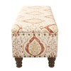 HomePop Large Storage Bench with Nailhead Trim -Orange and Cream