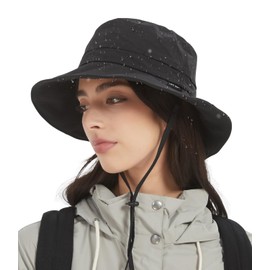 Creekstone Bucket Hat Waterproof Rain Hat for Women Men Sun Hats UPF50+ Packable Summer Hat Hiking Travel Floppy Sun Hat (US, Alpha, One Size, Black)
