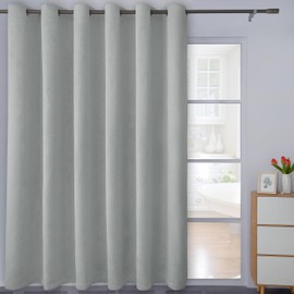 Easy-Going Linen Look Blackout Curtain 100x84 Inch Extra Wide Patio Sliding Door Curtain Solid Thermal Insulated Room Curtain for Bedroom, Living Room (1 Panel, Light Gray)