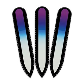 Mont Bleu Coloured Glass Nail File, in Black Velvet Case, Small and Handy Genuine, Tempered Glass, from the Czech Republic