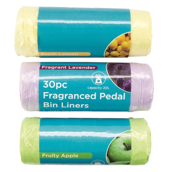 Pack of 90, Fragranced Pedal Bin Liners with Tie Handles,