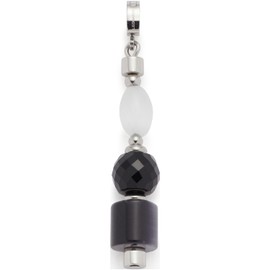JEWELS BY LEONARDO Clip & Mix Betsy Pendant, Chain Pendant Made of Silver-Coloured Stainless Steel, Differently Shaped Catseye Beads in Black, Grey and White, Jewellery Gift for Women, 024423,