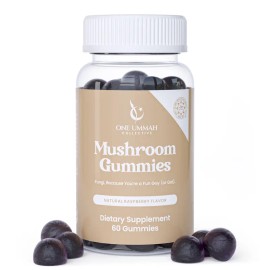 Halal Mushroom Gummies – Lions Mane, Reishi, Cordyceps & Chaga – Vegan, High Absorption – 60 ct – One Ummah Collective