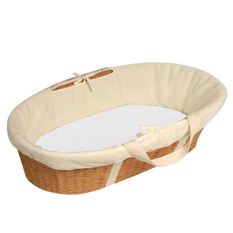 ECOBIZ 100% Cotton Waterproof Moses Basket Mattress Protector Washable, Soft