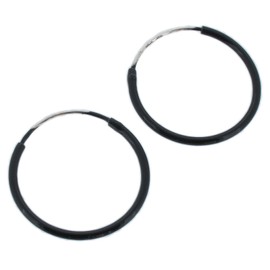 Touch Jewellery 925 Sterling Silver Black Enamel Hoop Earrings - 20mm