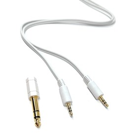 DRUT 20cm 3.5mm to 3.5mm Male Jack Audio Stereo AUX Cable With 6.35mm 1/4 inch Adapter Converter Gold Plated Connectors Lead (White, 0.65ft)