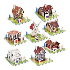 Making a 3D Styrofoam Paper Puzzle: World Traditional Houses, Europe / 우드락 종이 입체 퍼즐 만들기 세계 전통 가옥 유럽