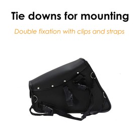 GARGOYLE BELLS Premium Naked Leather Swing Arm Bag For Motorcycle Left Side Solo Bags Saddle Bags For Softails Choppers (Style-2, Black)