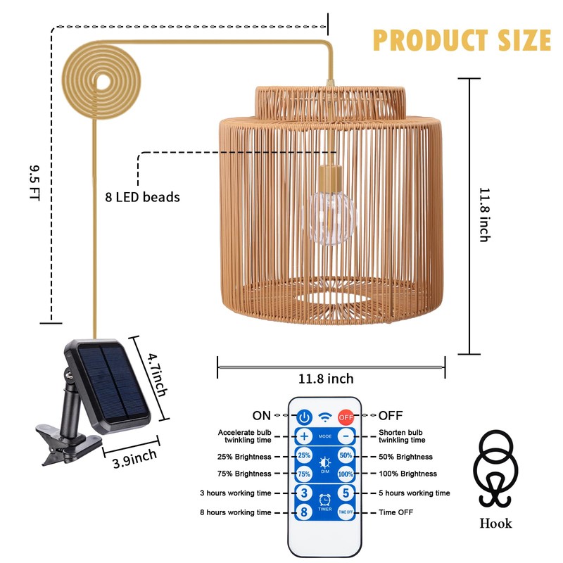 Solar Pendant Light Outdoor Hanging Lantern Solar Outdoor Chandelier with