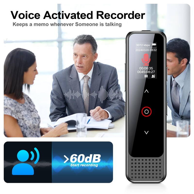 128GB Digital Voice Recorder with Playback, Small Voice Activated Recording